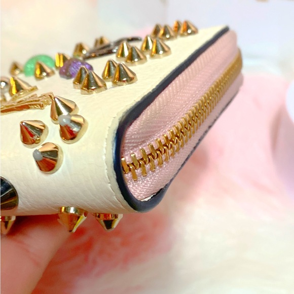 Christian Louboutin White and Gold Studded Wallet - Picture 8 of 16